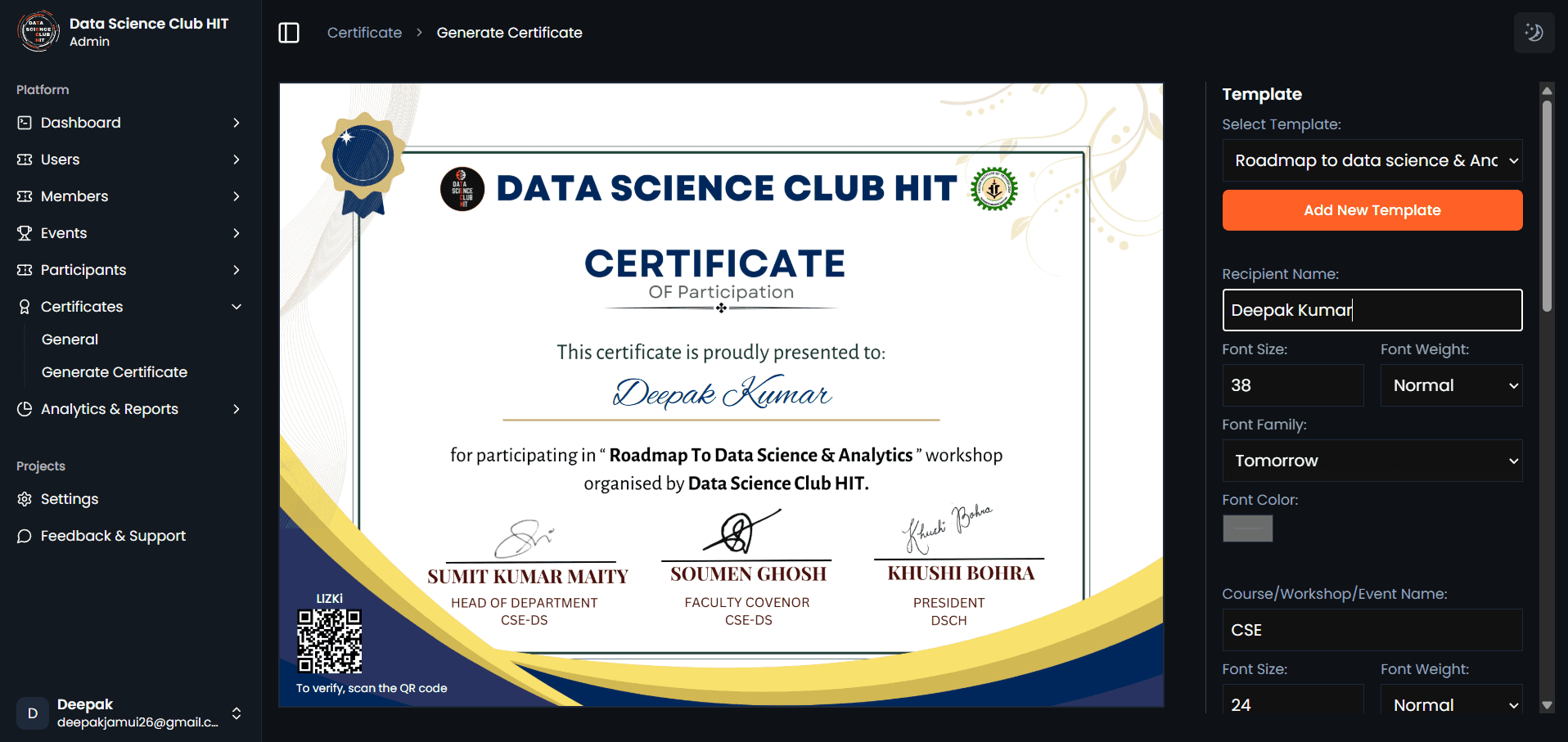 Certificate Generate